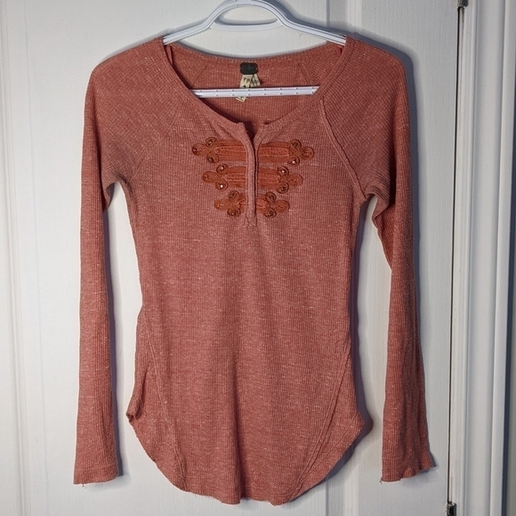 FREE People Red Battalion Thermal Henley XS @C5 - Picture 3 of 10